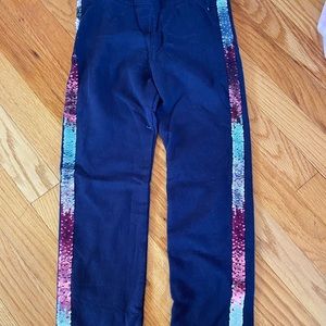 Sequin trim legging rainbow color sequin